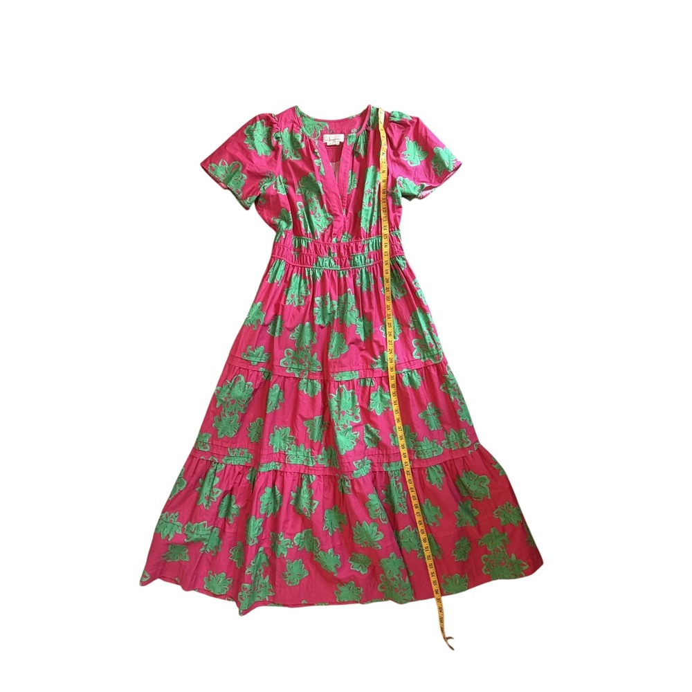 Anthropologie Pink Maxi Dress with Green Floral Print - Picture 10 of 12